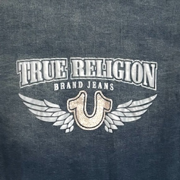 True Religion Georgia Denim Glitter button Shirt Cozy Fireside Wash XL - Picture 8 of 10